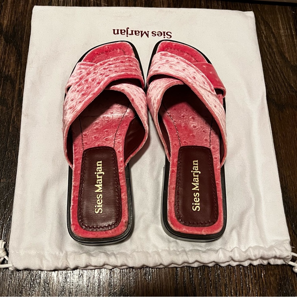 Sies Marjan Pink Cassie 20 Velvet Sandals, 37.5 - Picture 4 of 6